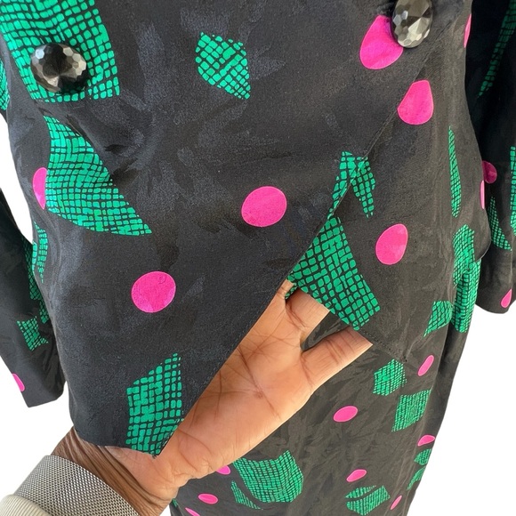 VINTAGE LAUREN ALEXANDRA 100% Silk Skirt Set Puff Sleeve Size 8 - Picture 7 of 10